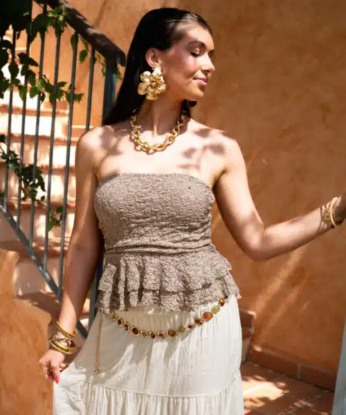 Amanda Lace Top Taupe