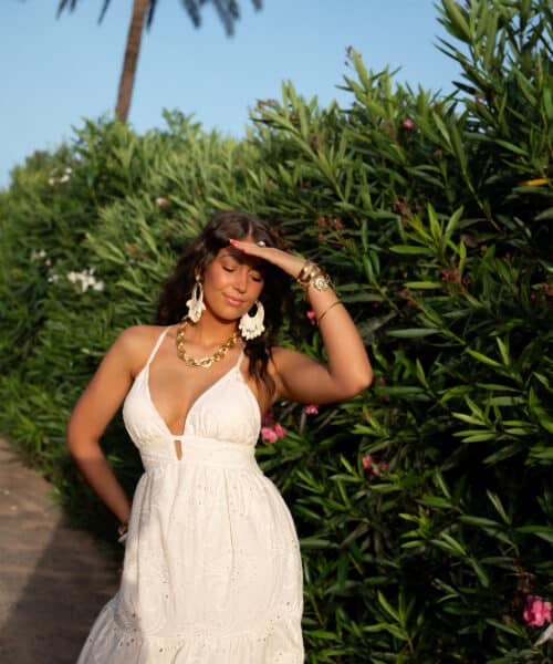 Nera Embroidery Dress Creme ^