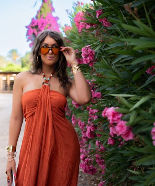 Luum Beads Dress Rust