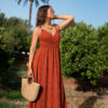 Eliza Beads Dress Rust