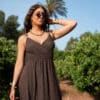 Eliza Beads Dress Brown