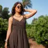 Eliza Beads Dress Brown
