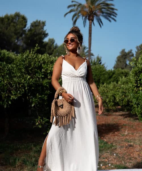 Eliza Beads Dress Creme