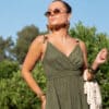 Eliza Beads Dress Khaki
