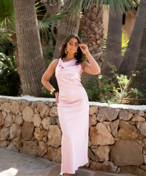 Nina Satin Dress Pink