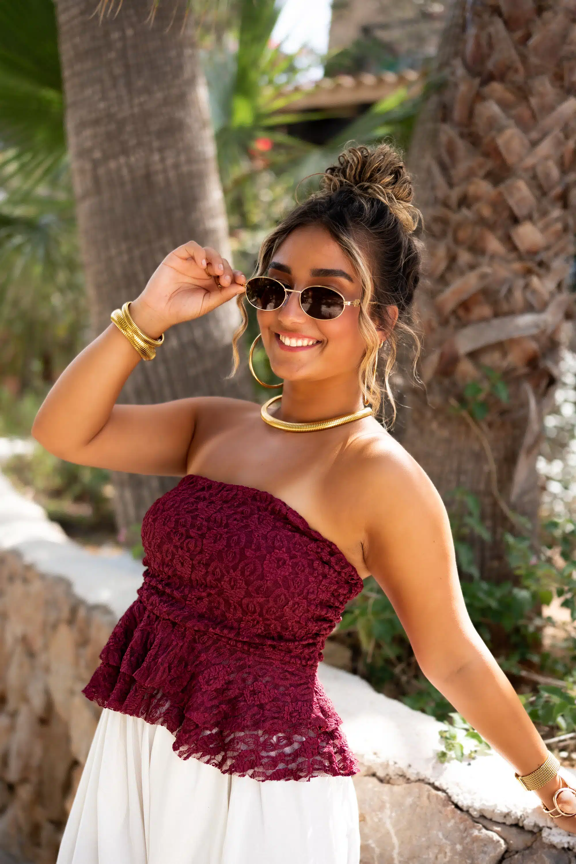 Amanda Lace Top Bordeaux