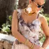 Inez Print Top Brown^