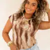 Lofty Manner Top Haisa Abstract Brown