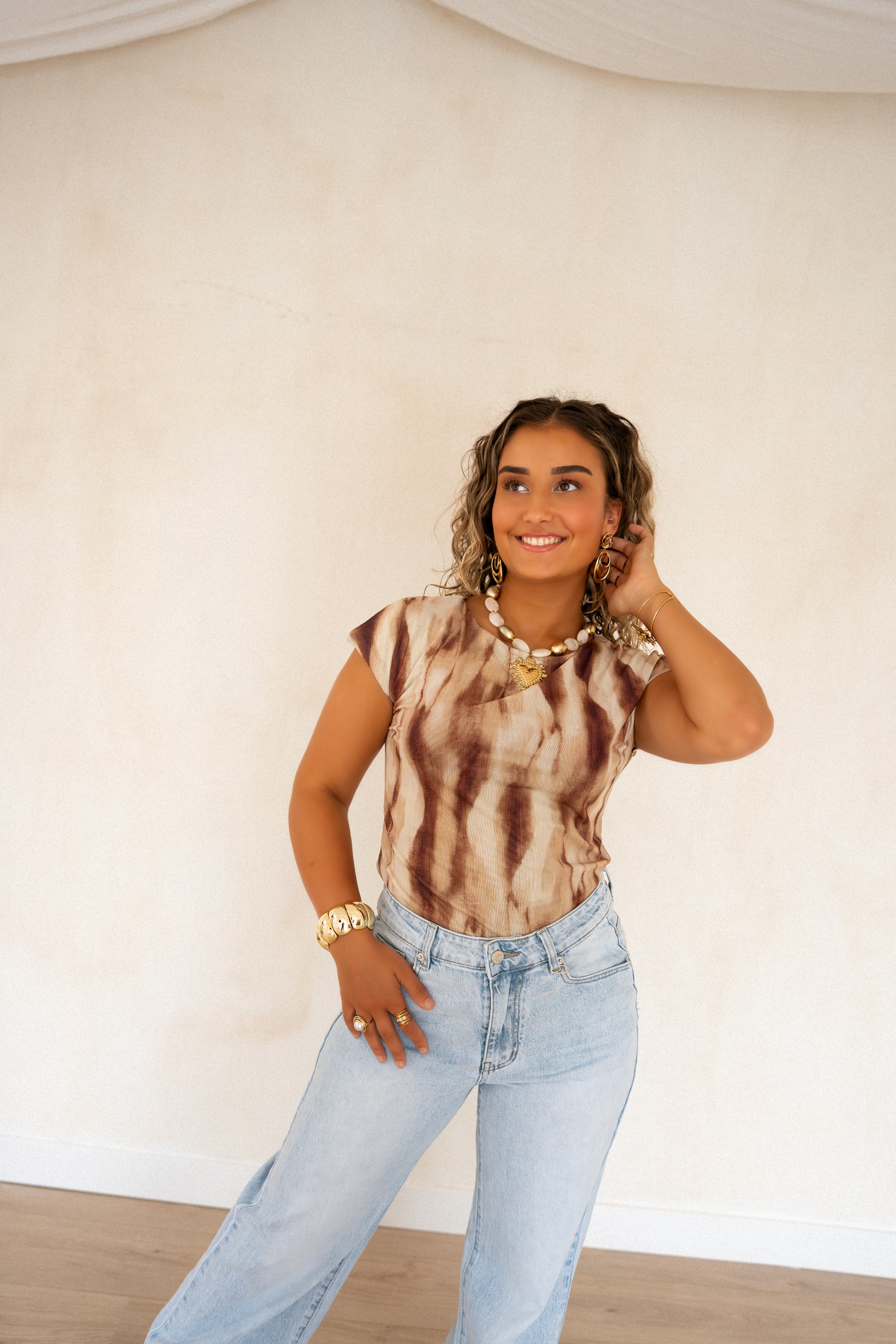 Lofty Manner Top Haisa Abstract Brown - Afbeelding 5