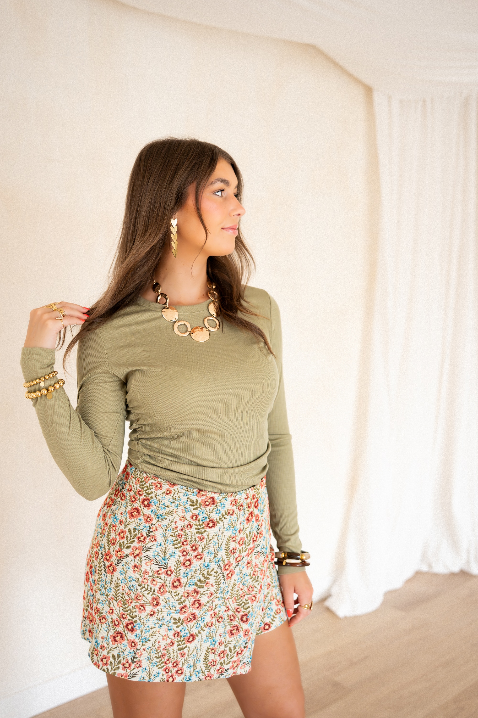 Lofty Manner Top Hania Kaki - Afbeelding 2