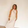 Maria Satin Dress Beige
