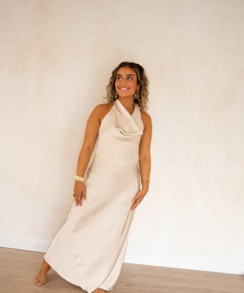 Maria Satin Dress Beige