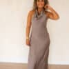 Maria Satin Dress Taupe