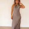Maria Satin Dress Taupe