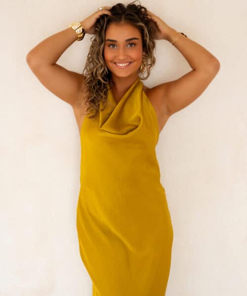 Maria Satin Dress Oker