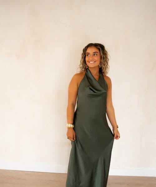 Alternative view of Maria Satin Dress Khaki