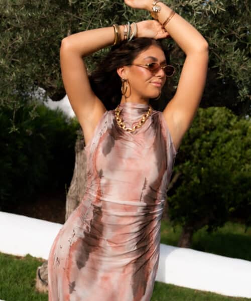 Bibi Dress Tie Dye Brown Blush