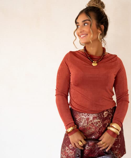 Lofty Manner Top Ilen Draped Brick Red - Afbeelding 5