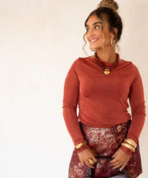 Lofty Manner Top Ilen Draped Brick Red - Afbeelding 5
