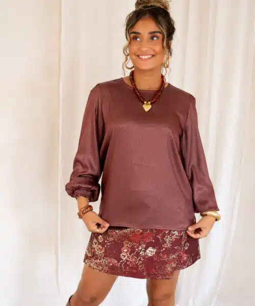 Lofty Manner Top Isli Smock Sleeve Brick Red - Afbeelding 4