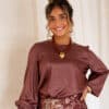 Lofty Manner Top Isli Smock Sleeve Brick Red