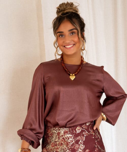 Lofty Manner Top Isli Smock Sleeve Brick Red