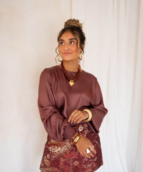 Lofty Manner Top Isli Smock Sleeve Brick Red - Afbeelding 6