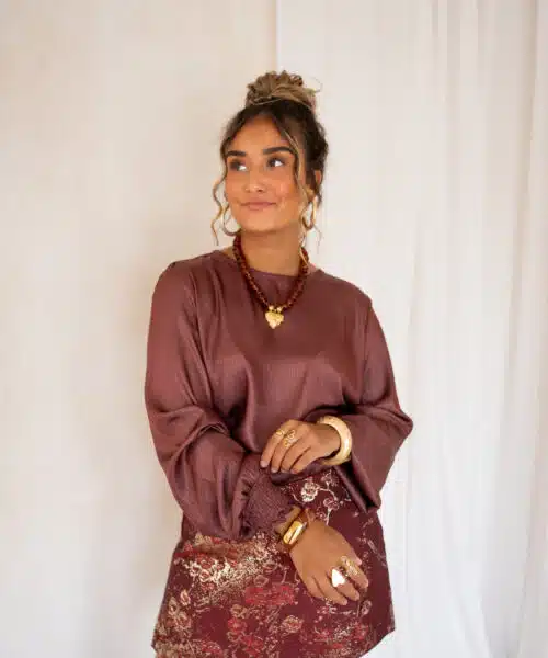 Lofty Manner Top Isli Smock Sleeve Brick Red - Afbeelding 6