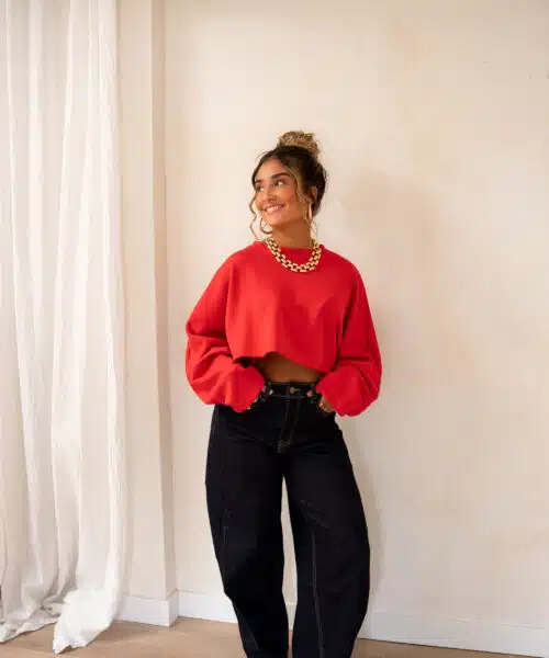 Chloe Cropped Sweater Red * - Afbeelding 5