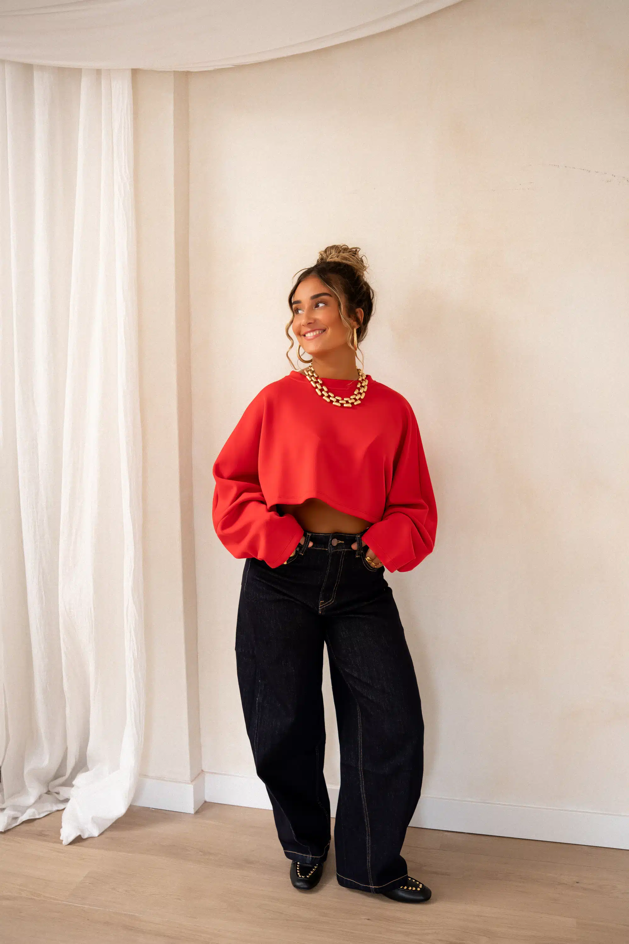 Chloe Cropped Sweater Red * - Afbeelding 5