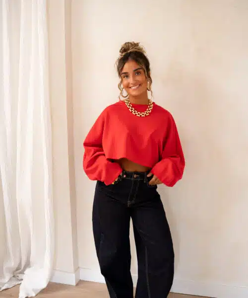 Chloe Cropped Sweater Red * - Afbeelding 4