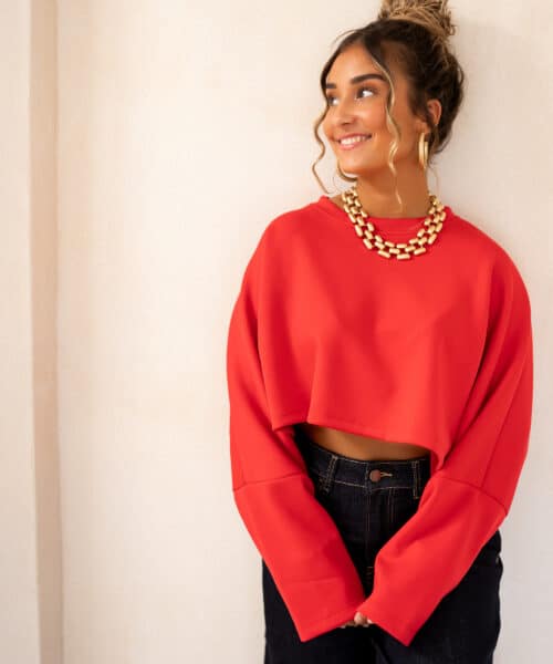 Chloe Cropped Sweater Red * - Afbeelding 7