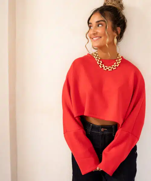 Chloe Cropped Sweater Red * - Afbeelding 7
