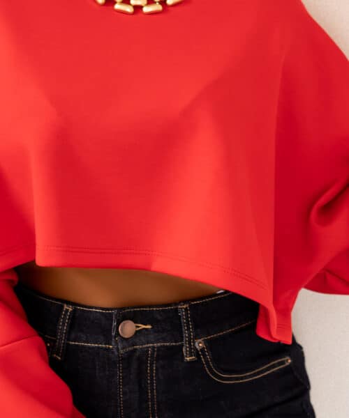 Chloe Cropped Sweater Red * - Afbeelding 6
