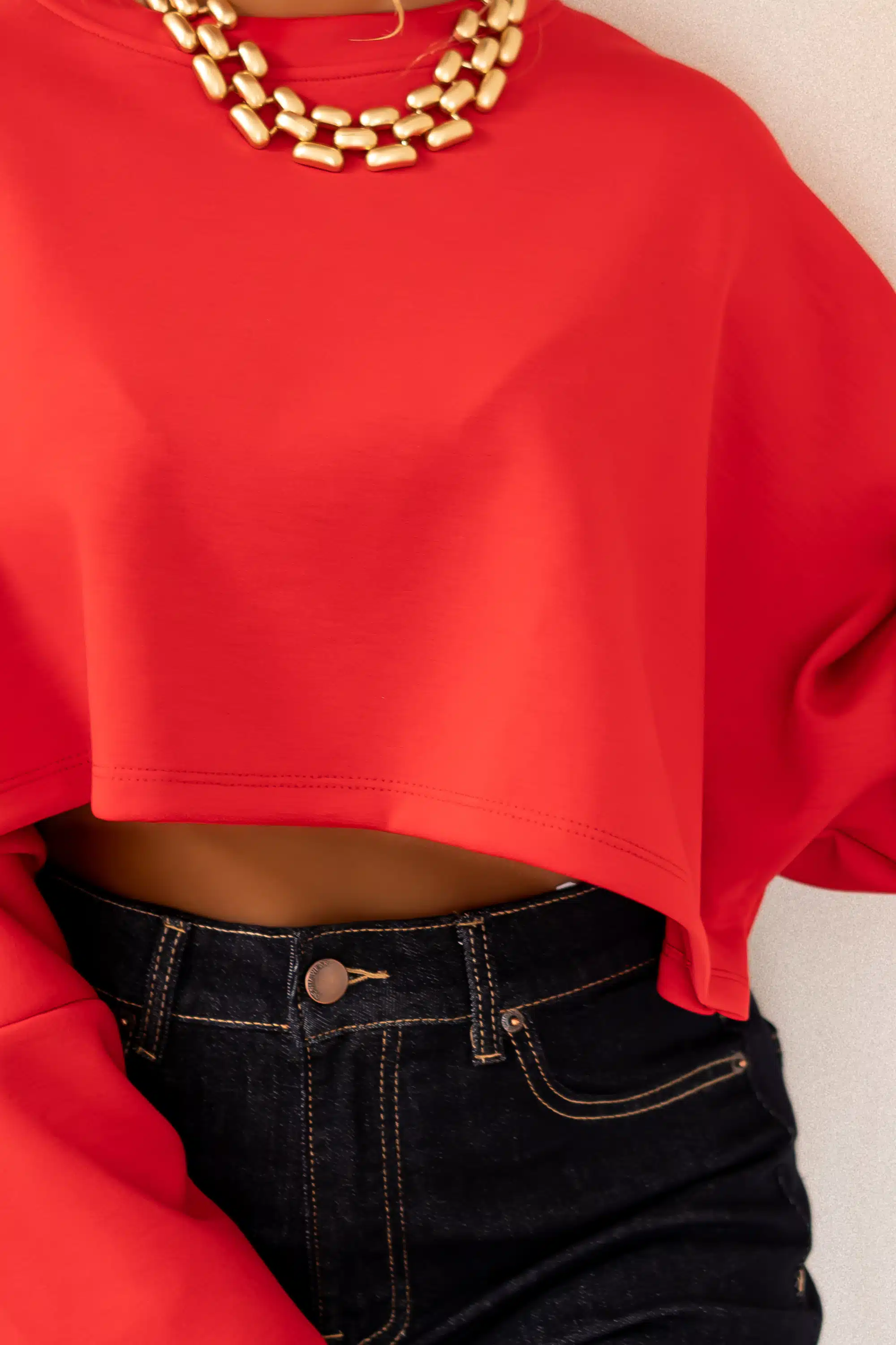 Chloe Cropped Sweater Red * - Afbeelding 6