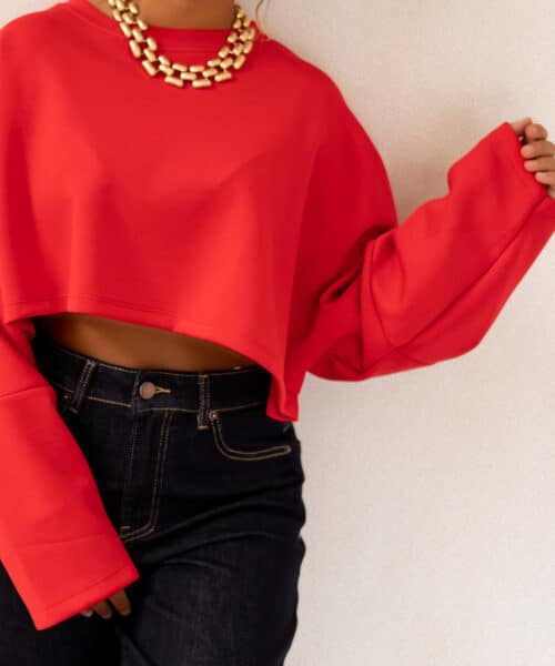 Alternative view of Chloe Cropped Sweater Red *