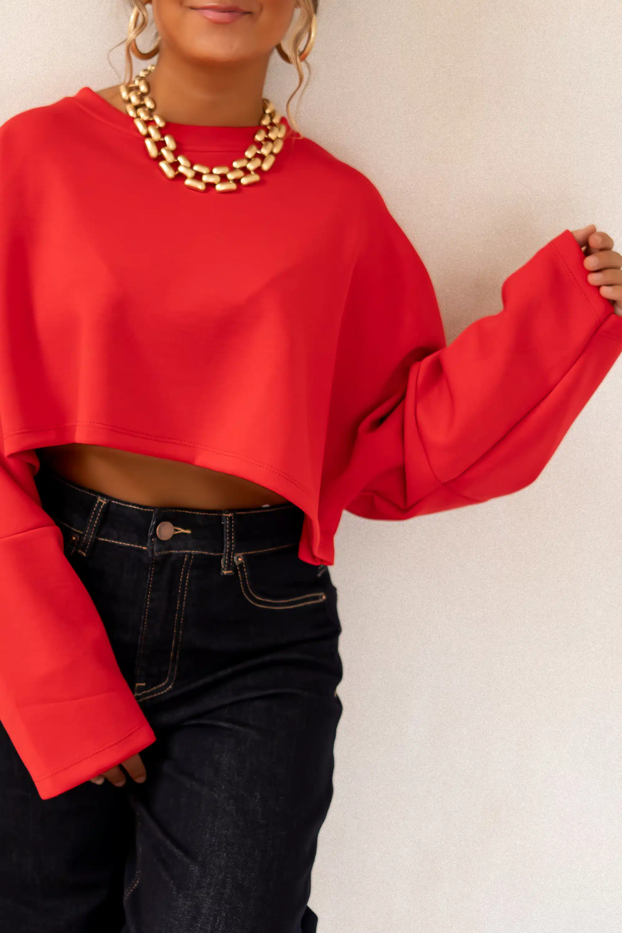Chloe Cropped Sweater Red * - Afbeelding 2