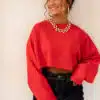 Chloe Cropped Sweater Red *