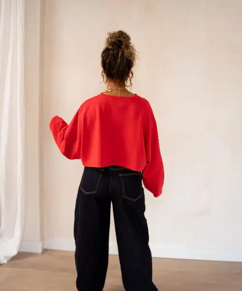 Chloe Cropped Sweater Red * - Afbeelding 3