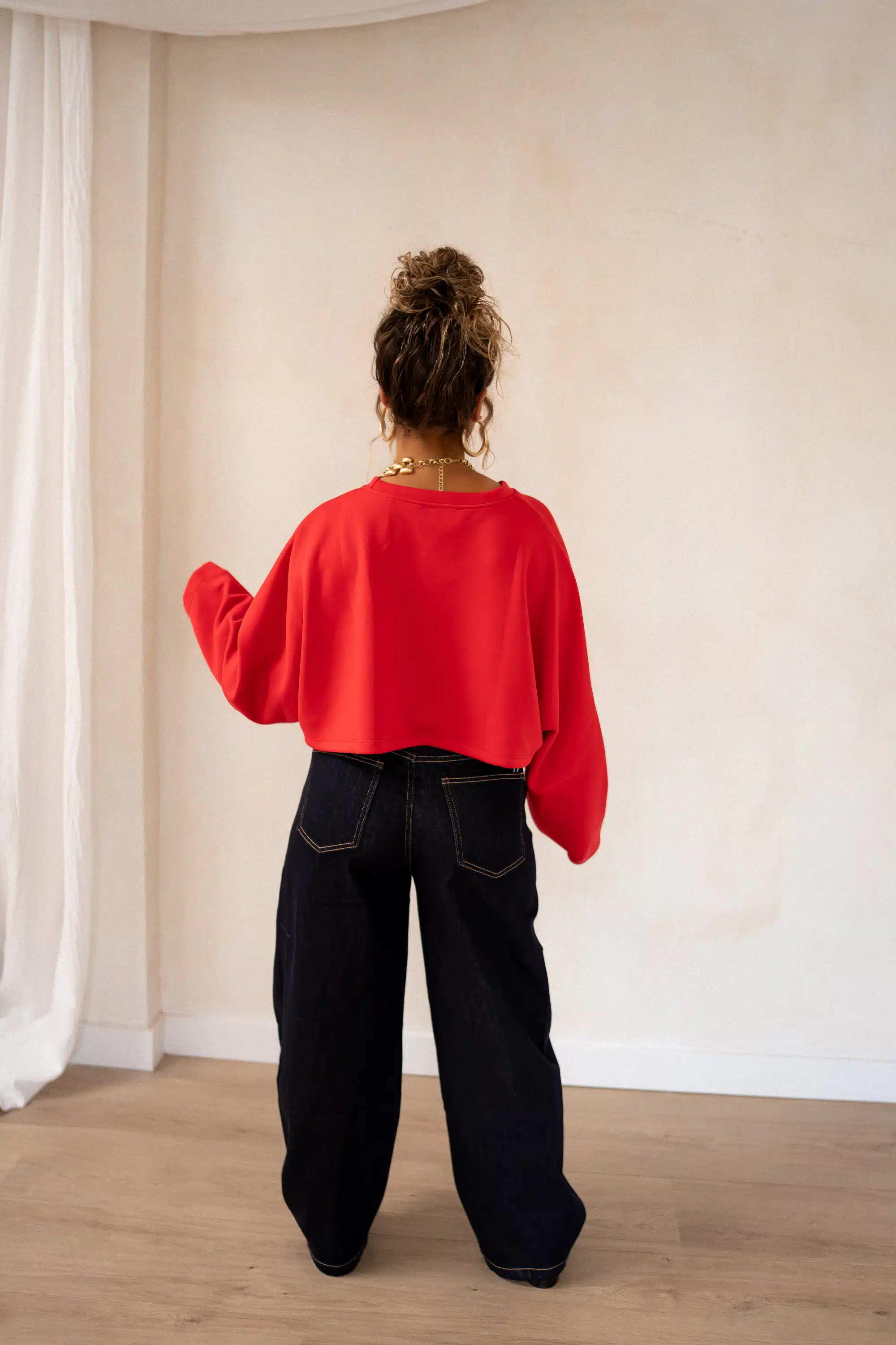 Chloe Cropped Sweater Red * - Afbeelding 3