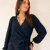 Lofty Manner Top Isa Wrap Dark Blue