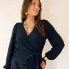 Lofty Manner Top Isa Wrap Dark Blue