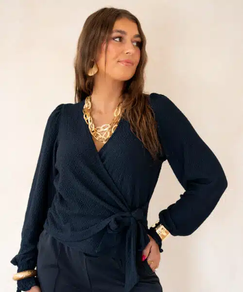 Lofty Manner Top Isa Wrap Dark Blue