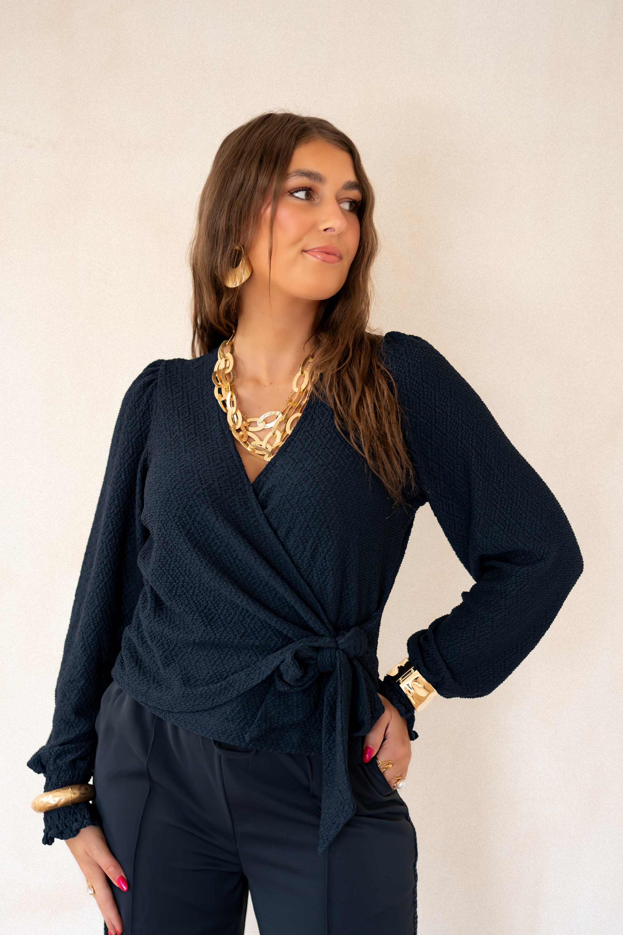 Lofty Manner Top Isa Wrap Dark Blue
