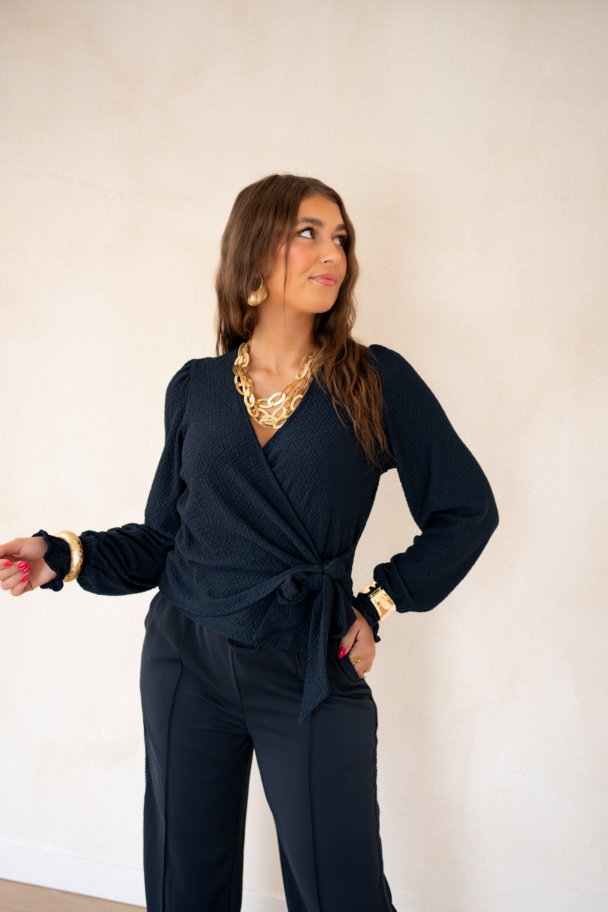Lofty Manner Top Isa Wrap Dark Blue - Afbeelding 4