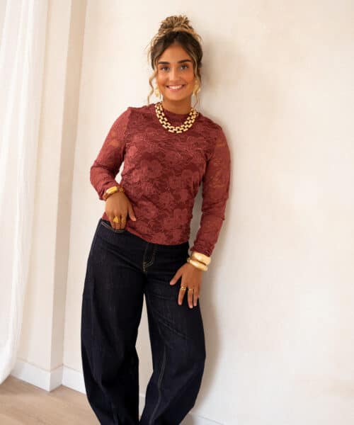 Lofty Manner Top Irea Lace Brick Red - Afbeelding 5