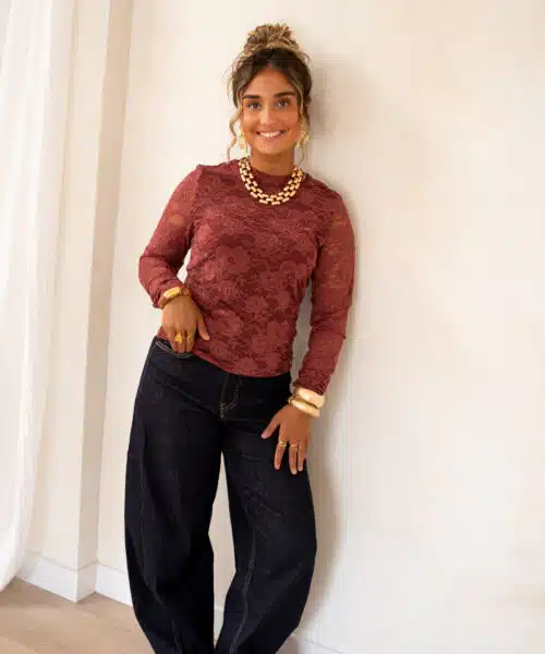 Lofty Manner Top Irea Lace Brick Red - Afbeelding 5