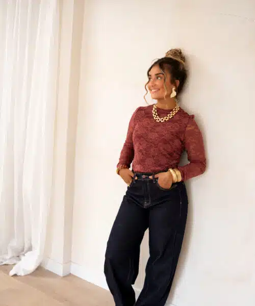 Lofty Manner Top Irea Lace Brick Red - Afbeelding 3