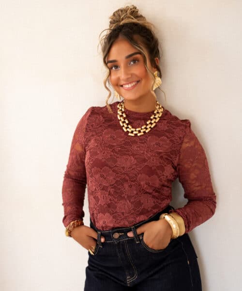 Lofty Manner Top Irea Lace Brick Red - Afbeelding 4