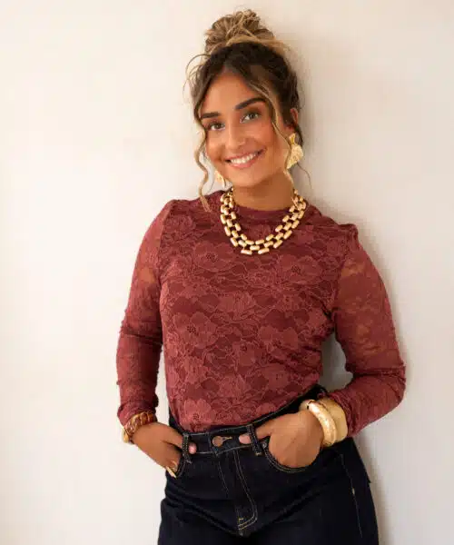 Lofty Manner Top Irea Lace Brick Red - Afbeelding 4